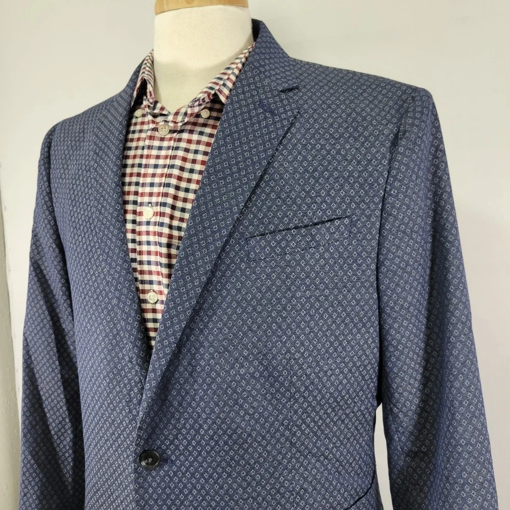 J.F Ferrar Men's Sport Coat‎ Blazer Two Button Blue Polyester Blend Size 42-44S